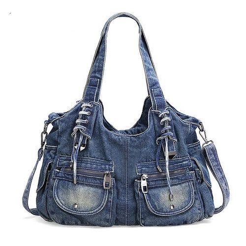 Large Handbag Denim Bag Women Shoulder Jeans Tote Purse Pockets Hobo Pouch 1 PC