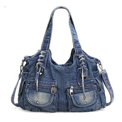 Large Handbag Denim Bag Women Shoulder Jeans Tote Purse Pockets Hobo Pouch 1 PC