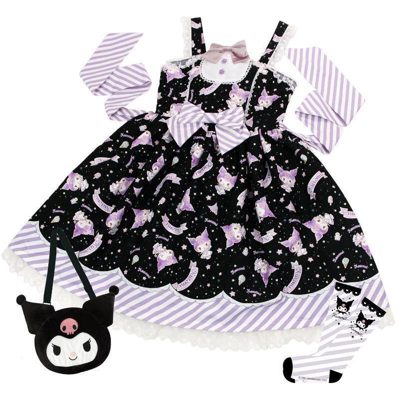 Cinnamoroll My Melody Kuromi JSK Lolita Princess Dress Girl Bow-knot Strap Dress
