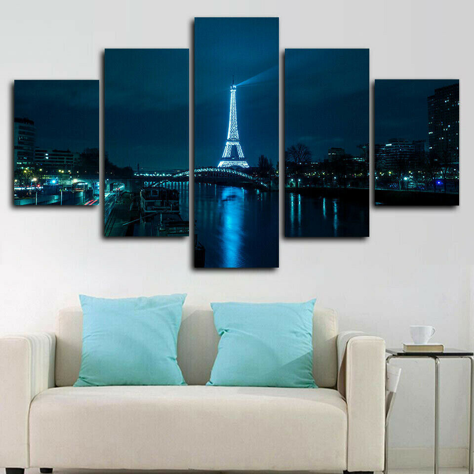 Outer Space Earth View 5 Piece canvas Wall ArtParis by Print Picture Home Decor