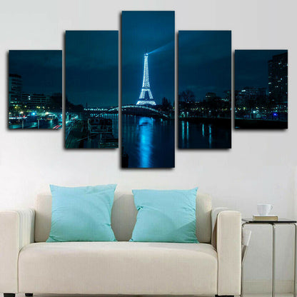 Outer Space Earth View 5 Piece canvas Wall ArtParis by Print Picture Home Decor