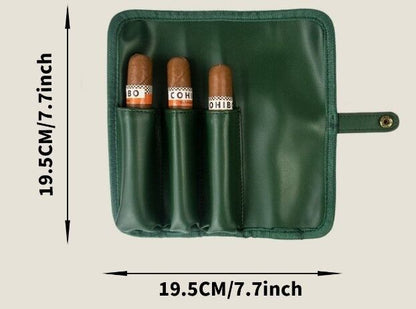 Cigars Bag PU Leather Travel Case Vintage Waterproof Tobacco Organizer 7.7x7.7in
