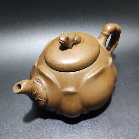 Vintage Chinese Yixing Purple Clay Teapot Zisha Ceremony Lotus Leaf Frog Teaware