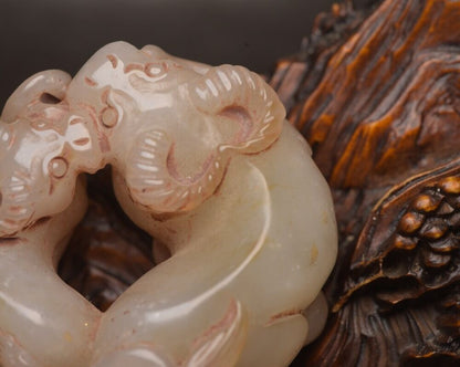 Chinese Natural Hetian Jade Carving Cattle Statue Figurines Collection Nice Art