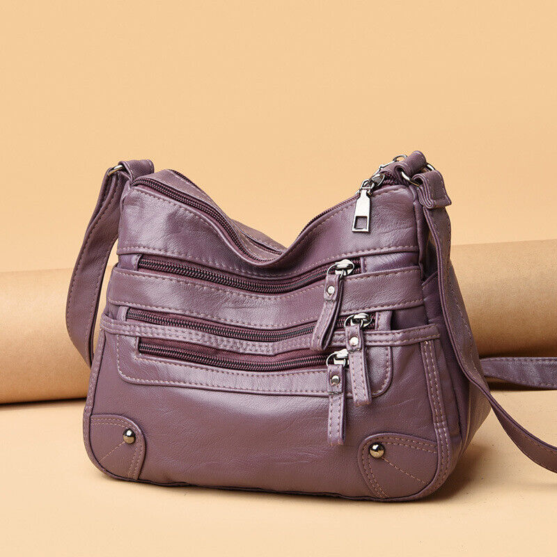 Women's Cross Body Messenger Bag Fashion Pu Leather Wide Shoulder Strap Handbag