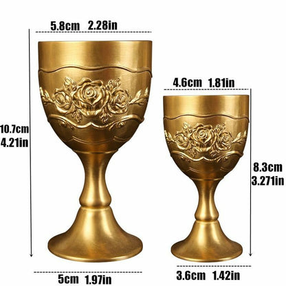 Mini Wine Glass Vodka Goblet Spirit Shot Cup Gold Ancient Tumbler Brass 50/100ml
