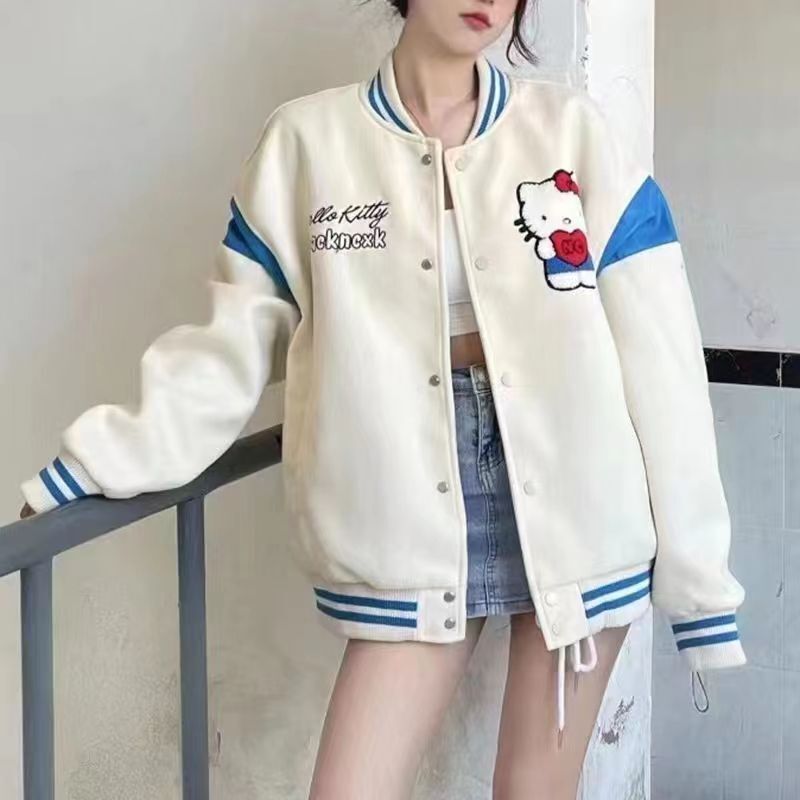 Japanese Hello Kitty cute embroidered ladies jacket baseball suit loose spring