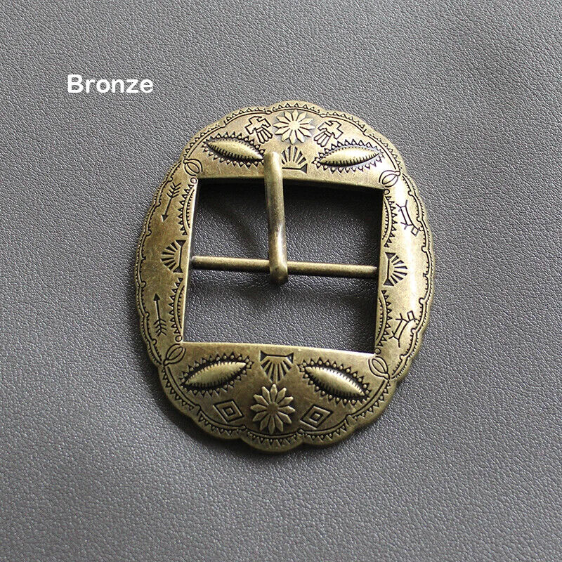 Belt Buckle 40mm Metal Carved Middle Center Half Bar Pin Clasp DIY Leather Strap