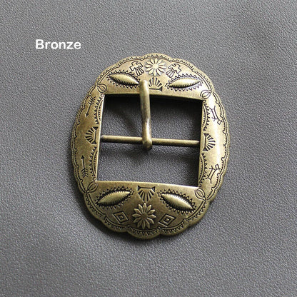 Belt Buckle 40mm Metal Carved Middle Center Half Bar Pin Clasp DIY Leather Strap