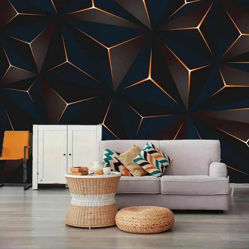 3D Photo Wallpaper Mural Modern Golden Lines Abstract DIY Wall Background Covers