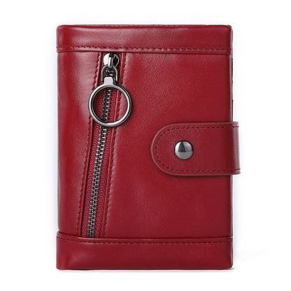 RFID Blocking Wallet Genuine Leather Purse Credit Card Holder Zipper Clutch Bags