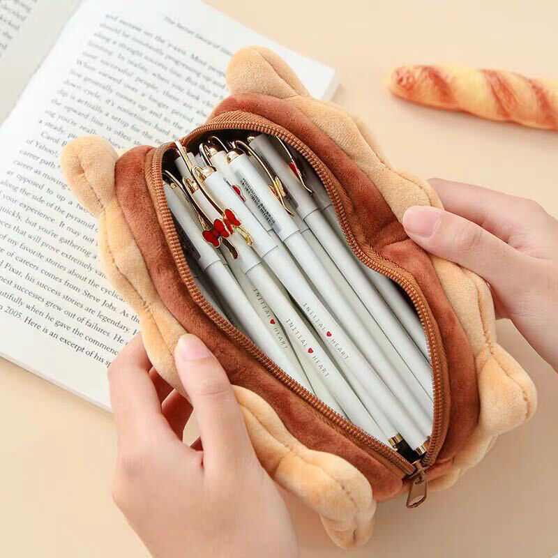 1X Biscuit Shape Pencil Box Plush Cookies Pencil Bag Large-capacity Pencil .82