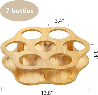 Rotating Coffee Organizer Rack Holder Bamboo Freestanding Wine Rack Anti-Slip