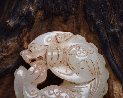 Chinese Hetian Jade Carving Sculpture Exquisite Beast Statue Antique Collections