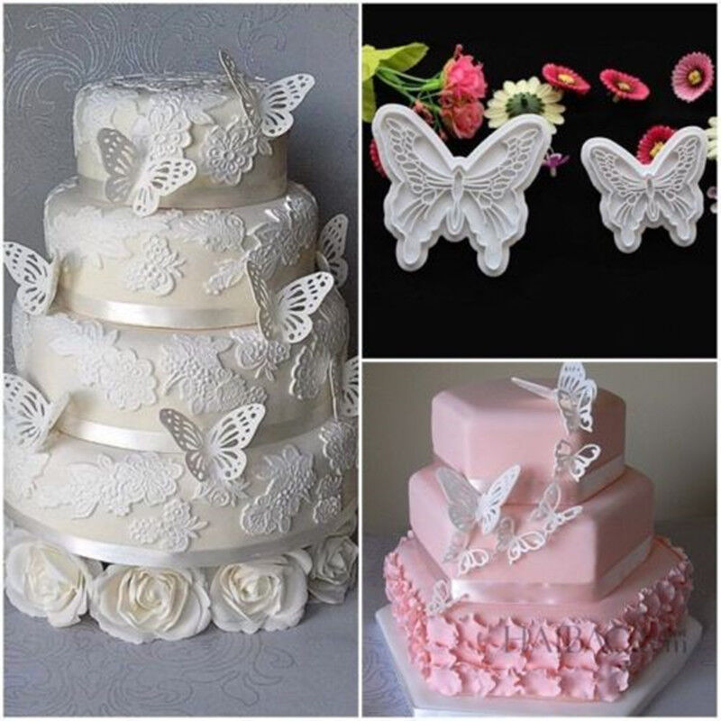 2 pcs/lot Butterfly Shape Cake Mold 2 Sizes Plastic Fondant DIY cake decorating
