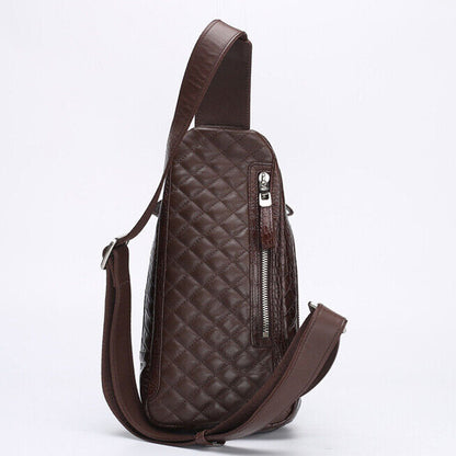 Handcrafted Siamese Crocodile Leather Crossbody Chest Bags Men's Sling Backpack