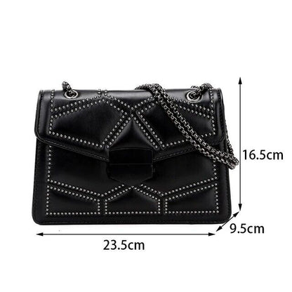 Women's Small Shoulder Bag PU Leather High Quality Vintage Rivet Chain Bag Gift
