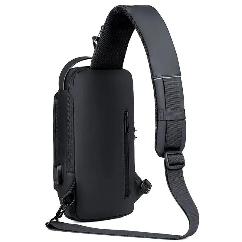 Men Anti Theft USB Shoulder Bag Man Crossbody Cross Body Travel Chest Bags