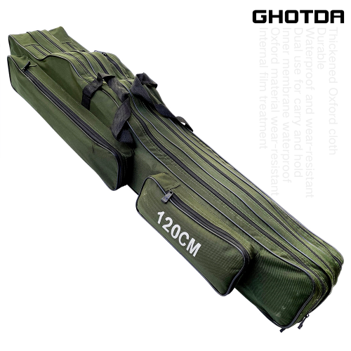 Fishing Bag Multi-Purpose Canvas Material Waterproof Fishing Rod Bag Tackle Bag