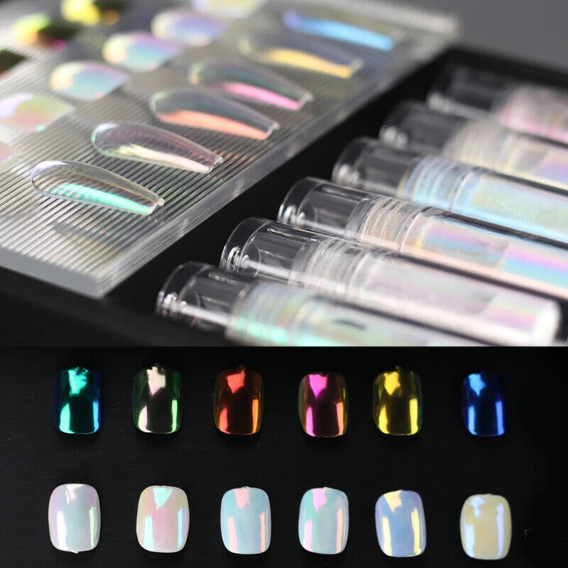 Liquid Nail Art Glitters 6 Colors Aurora Metallic Magic Mirror Moonlight Pigment