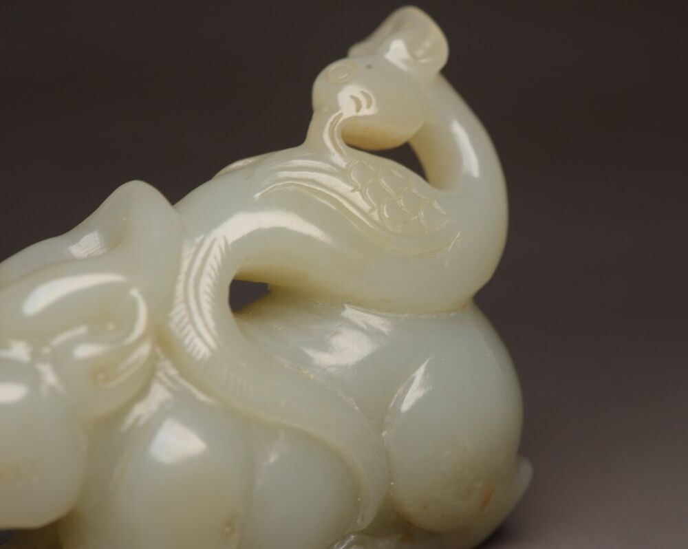Old Peking China Hetian Jade Carving Beast Bird Statue Unique Nice Wonderful Art