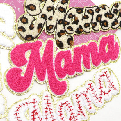 Iron On Patches MaMa Letter Chenille Embroidery Patch Clothing Appliques 25x12cm