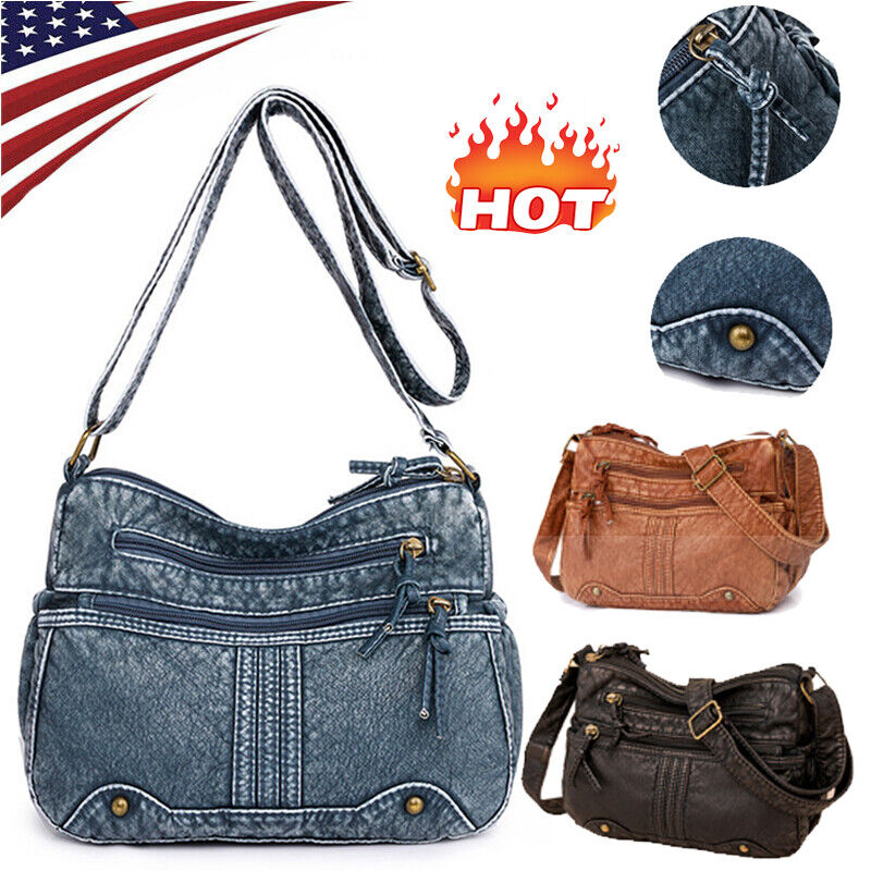 Women Soft Washed Leather Purses Satchel Handbags Shoulder Tote Bag MessengerBag