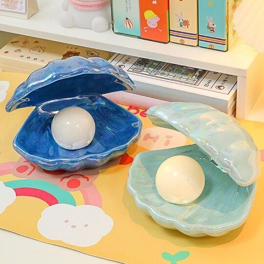 Nordic Ceramic Shell Pearl Lamp Romantic Creative Night Light for Bedroom