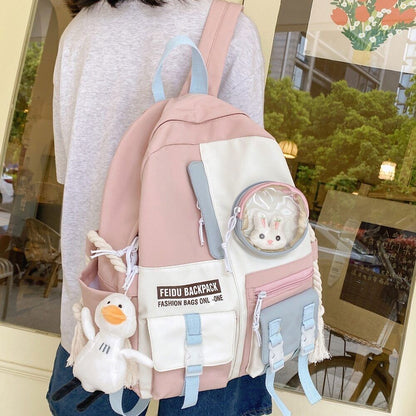 Nylon Bag Girl College Student Backpack Ladies School Bag Book Women Backpack