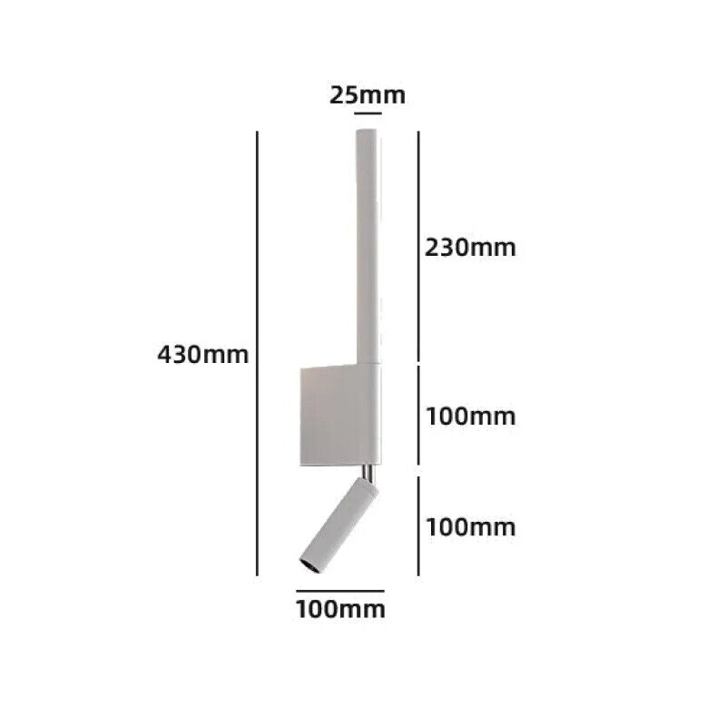 Bedside Wall Lamp Nordic 330 Degree Rotation Adjustable Indoor Lighting W/Switch