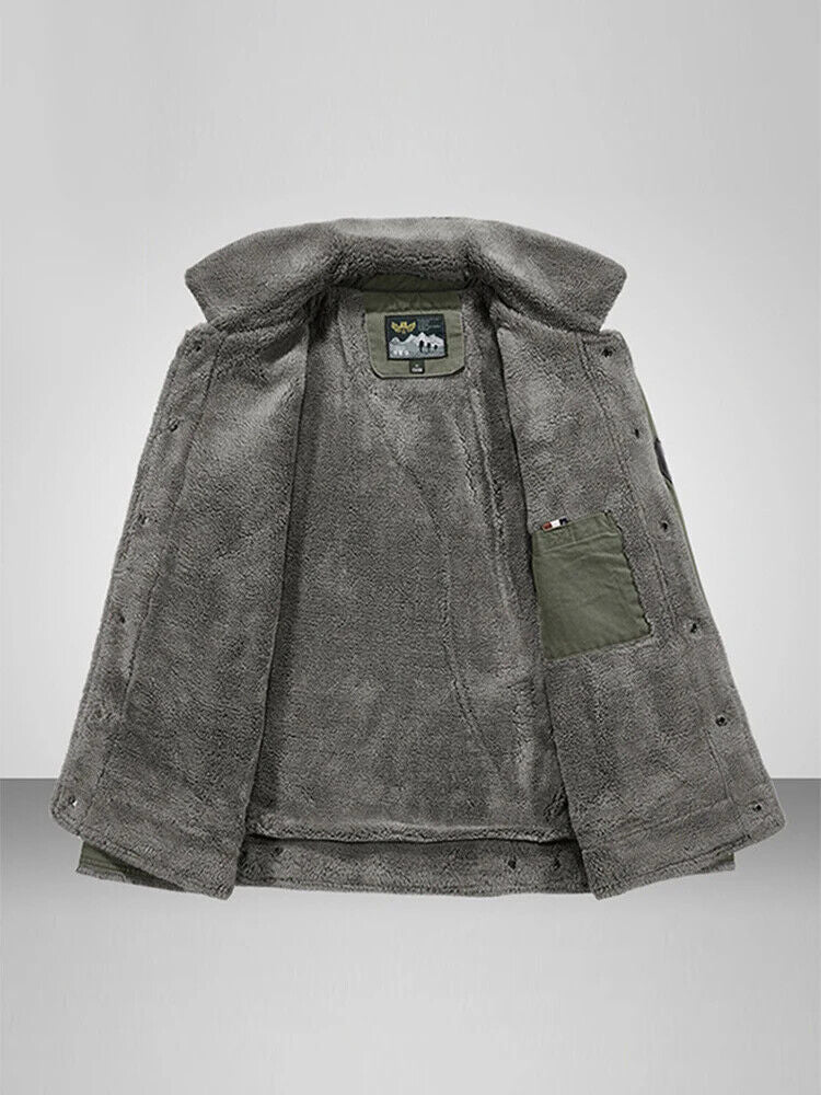 Thicken Jacket Man Warm Turndown Coats Men Solid Long Sleeves Outwears