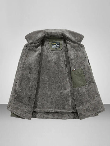 Thicken Jacket Man Warm Turndown Coats Men Solid Long Sleeves Outwears