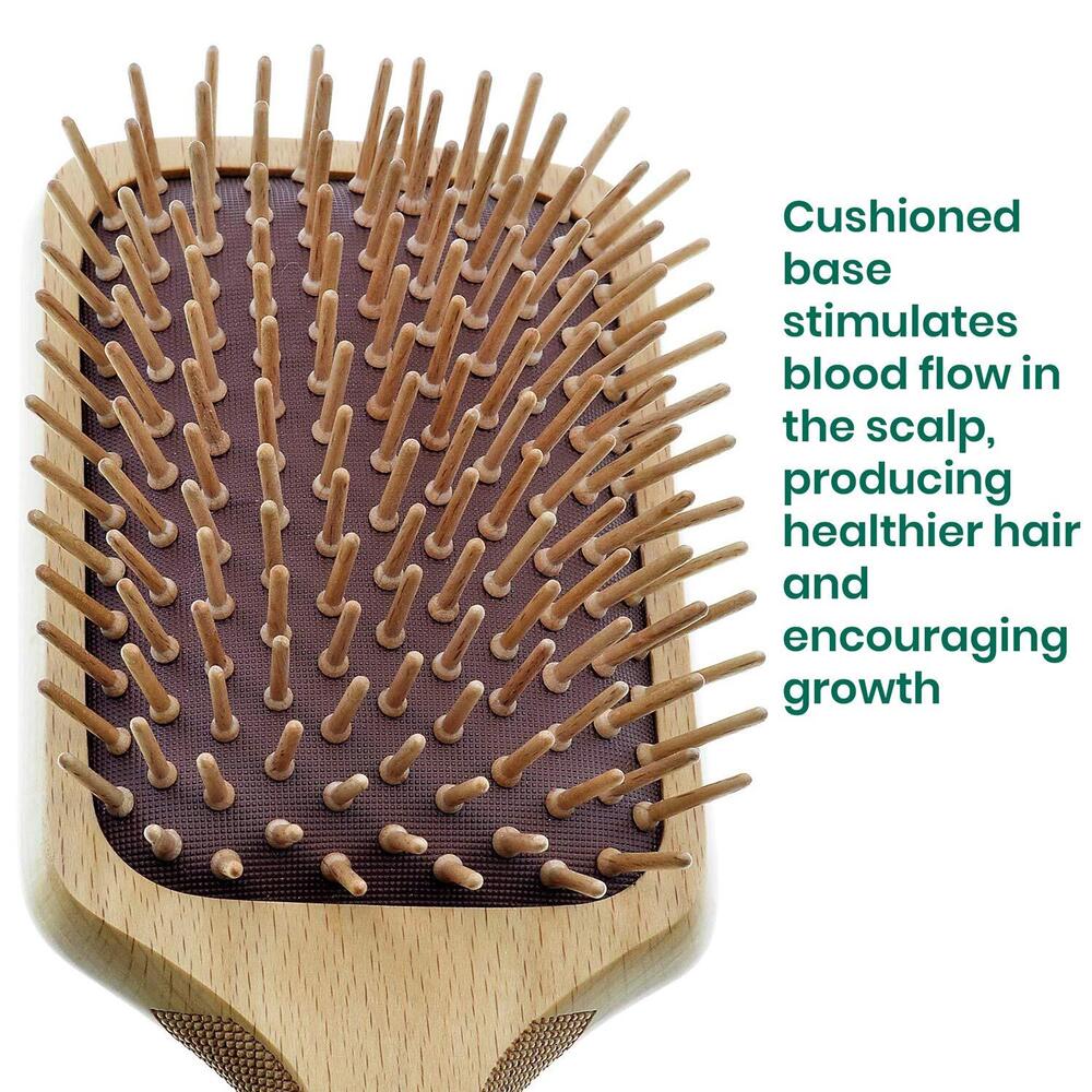 Eco Friendly Wooden Bristle Hairbrush Large Detangling Brush and Hair Growth