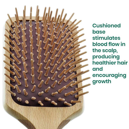 Eco Friendly Wooden Bristle Hairbrush Large Detangling Brush and Hair Growth