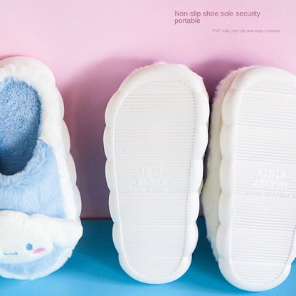 Cinnamoroll Kuromi Plush Doll Slippers Autumn Winter Warm Slippers Home Shoes