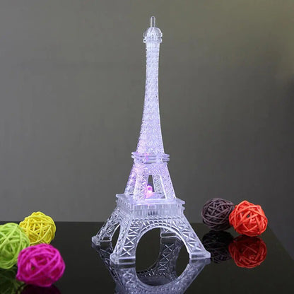 Night Light Mini Eiffel Tower LED Color Changing Lamps Home Miniatures Figurines