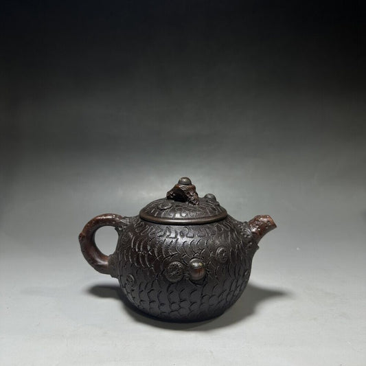 vintage chinese yixing purple clay teapot zisha ceremony carving Collectible art