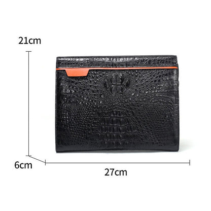 100% Real Crocodile Skin Leather Mens Business Clutch Wallet Zipper Envelope Bag