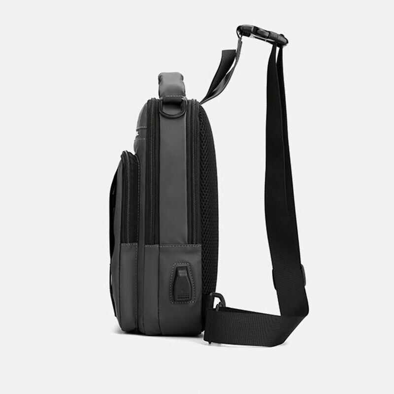 Backpack Chest Pack Shoulder Bag with USB Charging Port Nylon Cross body Bags