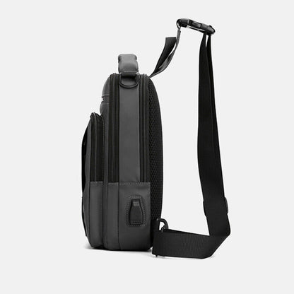 Backpack Chest Pack Shoulder Bag with USB Charging Port Nylon Cross body Bags