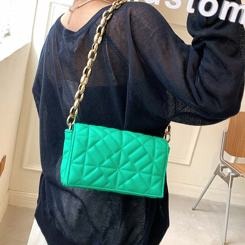 PU Leather Shoulder Square Bags Women's Small Chain Flap Handbag Travel Bag