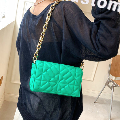 PU Leather Shoulder Square Bags Women's Small Chain Flap Handbag Travel Bag