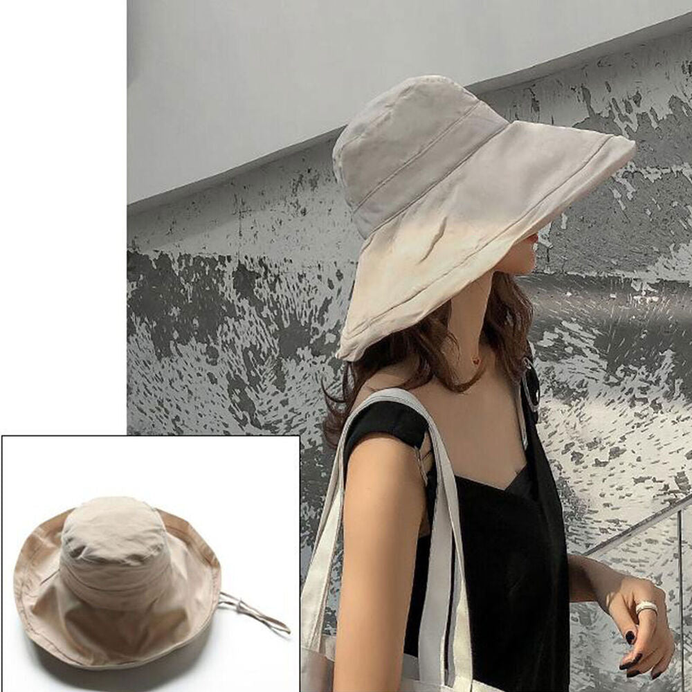 Beach Wide Brim Cap Sun Women Summer Protection Foldable Hiking Hat Bucket