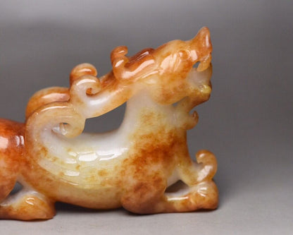 Chinese Antique Hetian Jade Carved Beast Statue Exquisite Figurine Decor Artwork