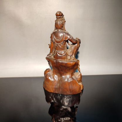Avalokitesvara kwan yin statue Wood Figure Guanyin room decor wooden carving art