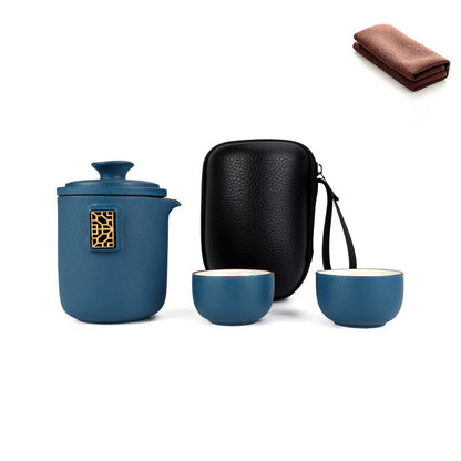 1set Portable Tea Set Bag Travel Chinese Pottery Tea Pot Infuser Cup Tea Towel