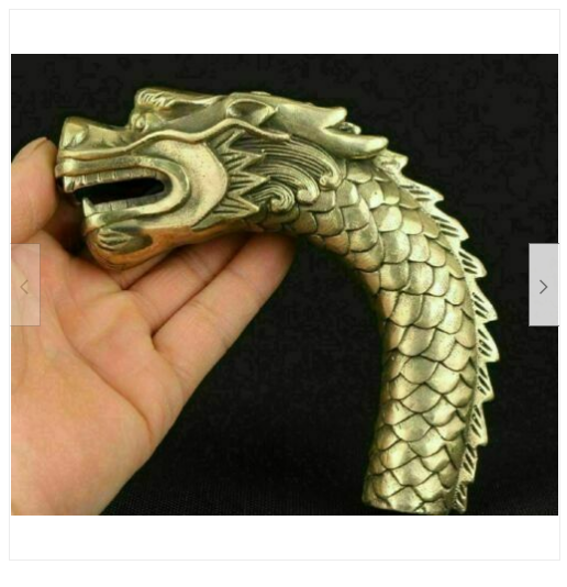 Chinese Old Handmade Bronze Carved Dragon Collect Statue Walking Stick Head