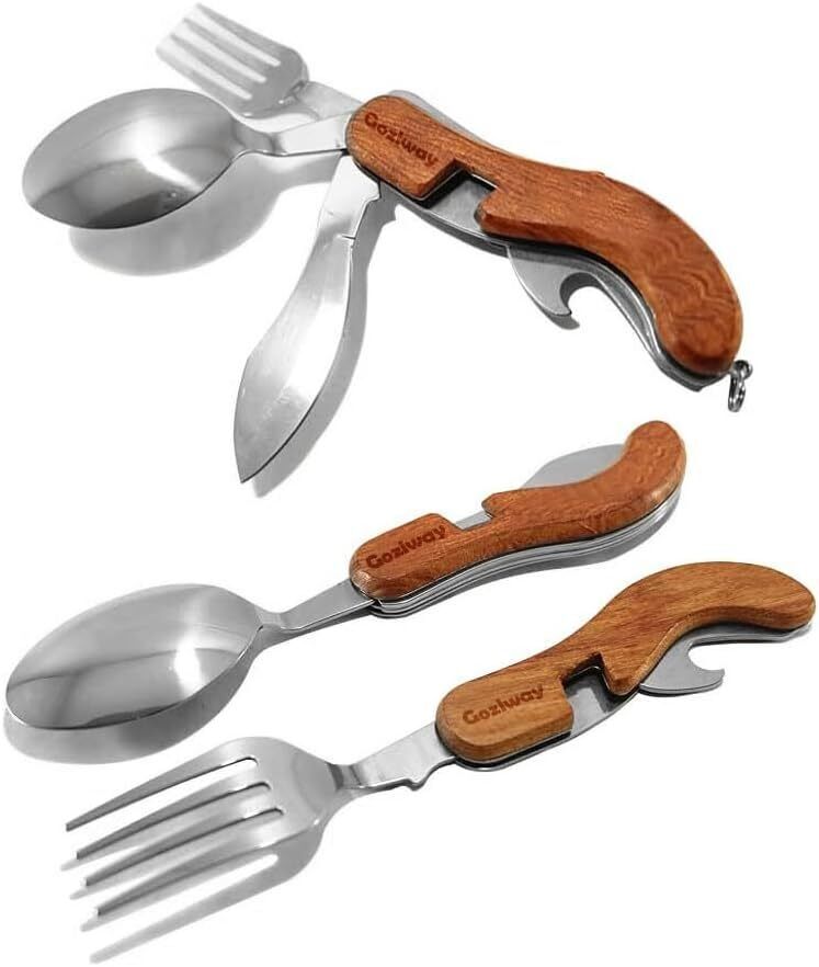 Camping Cutlery Utensils Set Portable Detachable Stainless Steel Travel 4-In-1