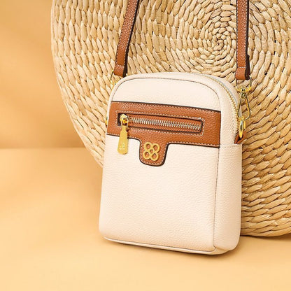 Fashion Messenger Handbag Genuine Leather Tote Shoulder Bags Black 15.5*19*7 CM