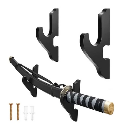Sword Stand Holders 1 Pair Wooden Wall Mount Samurai Katana Tanto Hangers 15x7cm